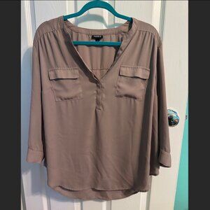 Torrid Roll-Tab Sleeve Utility Tunic Blouse – Taupe – Size 1 (L/12-14)